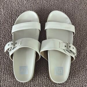 DV by Dolce Vita Cream Slide Sandals with Buckle Details